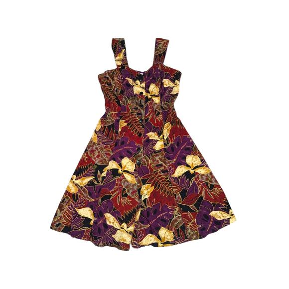 Vintage Tropical Corset Back Wide Leg Romper Sleeveless Button Down Womens Small - Picture 3 of 6